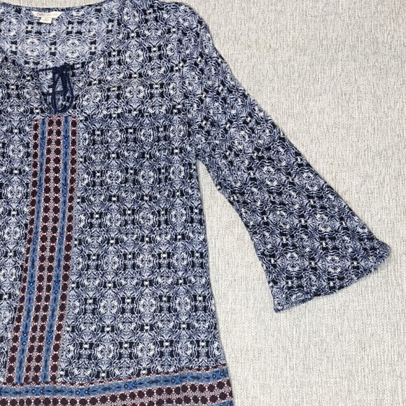 Cato Tunic Womens Medium Blue Geometric‎ Print 3/4 Sleeve - Picture 4 of 12